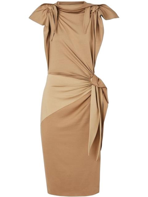 Tie Detail Tri-tone Silk Jersey Dress
