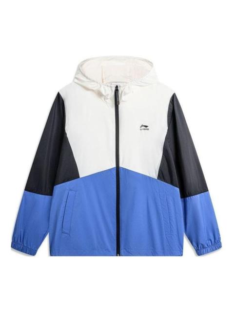 Li-Ning Color Block Windbreaker 'White Black Blue' AFDU363-5