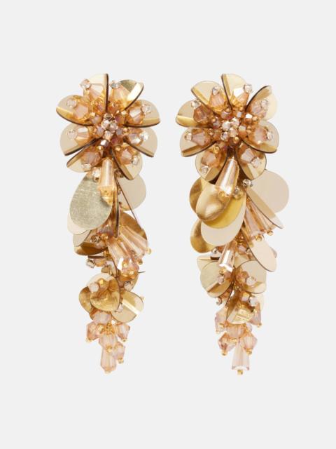 Bouquet embellished drop clip-on earrings