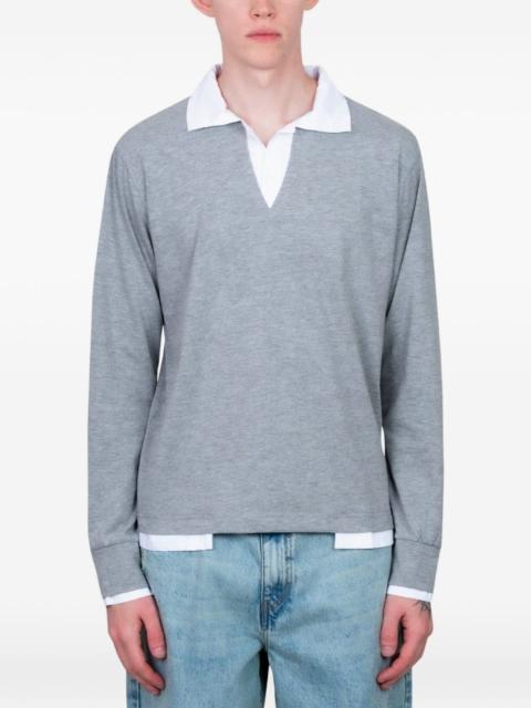 Luis long-sleeve V-neck polo shirt