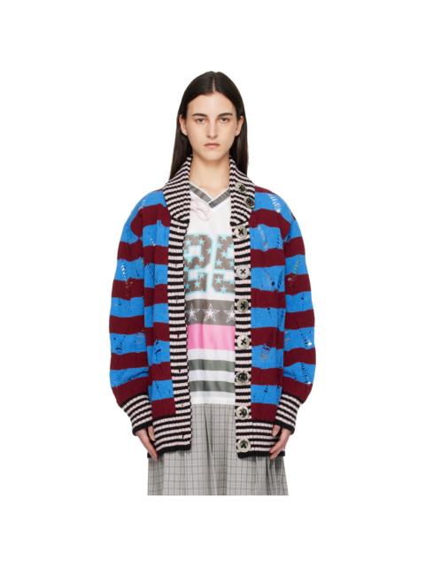 Multicolor Letterman Blue Cardigan