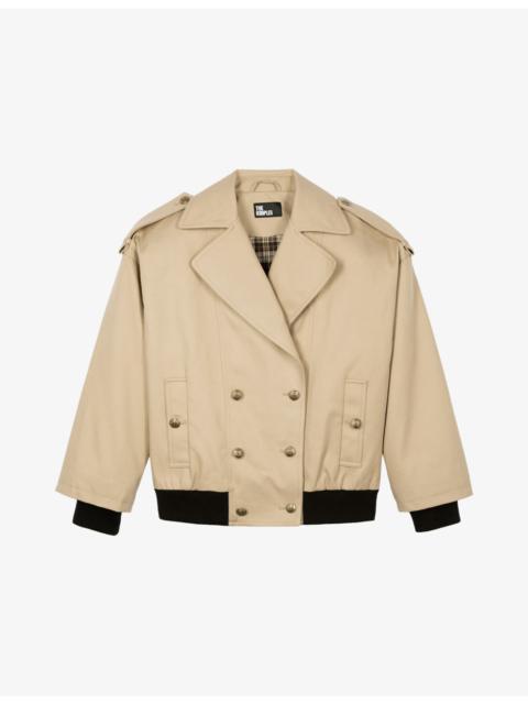 Cropped Relaxed-Fit Cotton Trench Coat