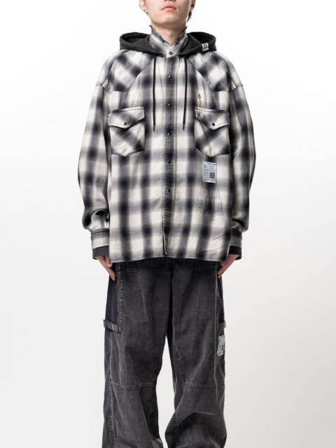 Hoodie Combine Checkered Shirt