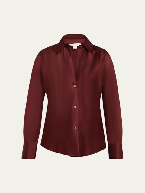 Bias Silk Long-Sleeve Blouse