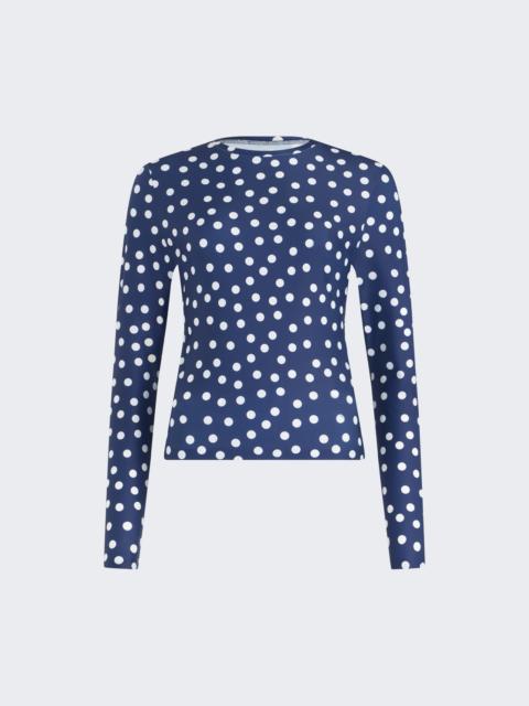 Lycra Polka-dot Top Navy