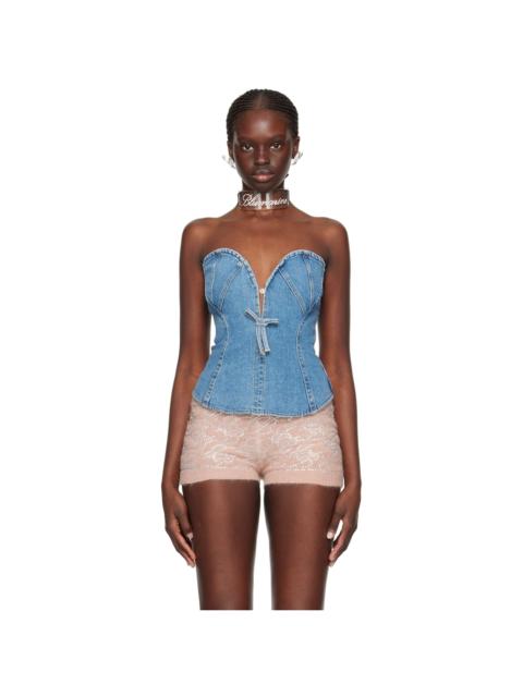 Blue Paneled Denim Tank Top