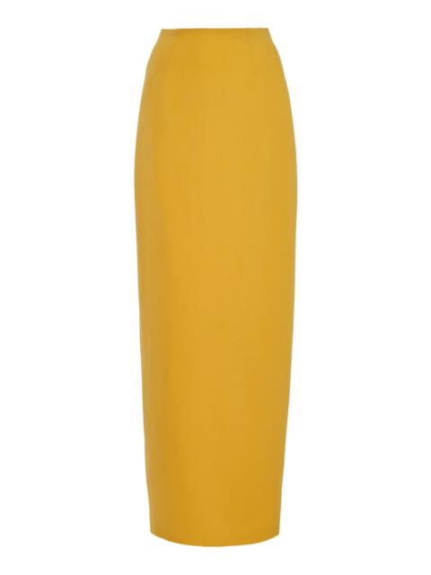 Column Bi-Stretch Wool Tailored Maxi Skirt yellow