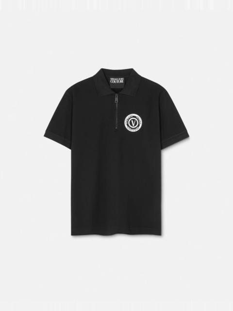 V-Emblem Zip Polo Shirt