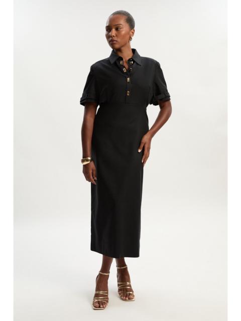 Plus Size Essential Techno Short Sleeve Woven Shirt Dress With Gold Hardware