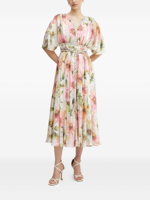 Lucie floral braided-waist midi dress