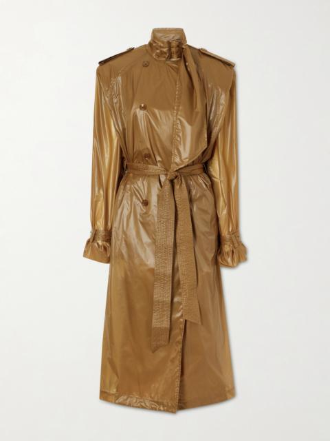 Double-breasted Belted Shell Trench Coat
