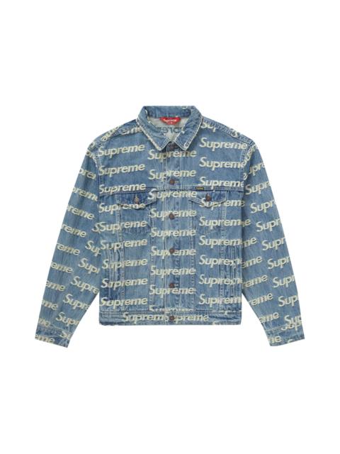 Supreme Frayed Logos Denim Trucker Jacket Blue