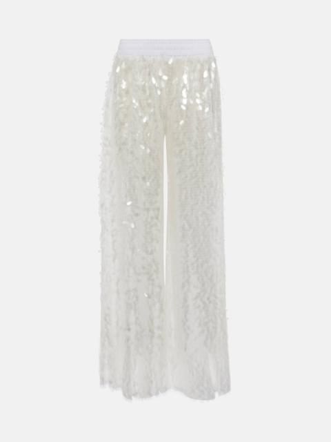 Sequined wide-leg pants