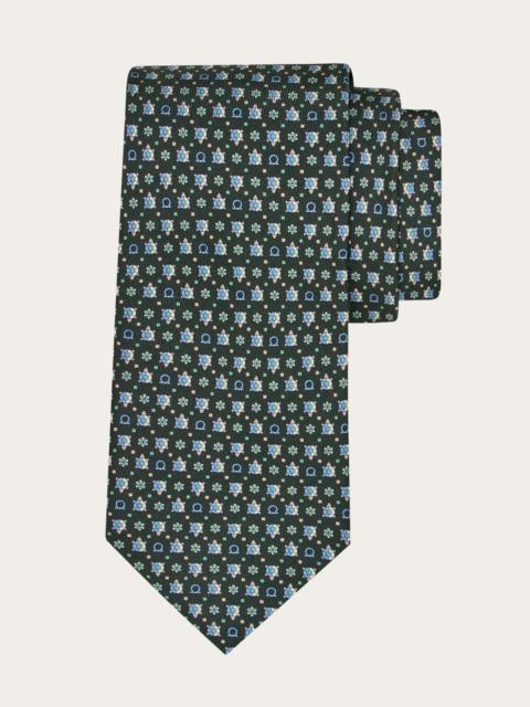 Turtle print silk tie