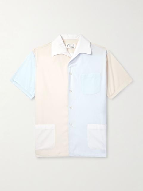 Camp-Collar Colour-Block Cotton-Poplin Shirt White