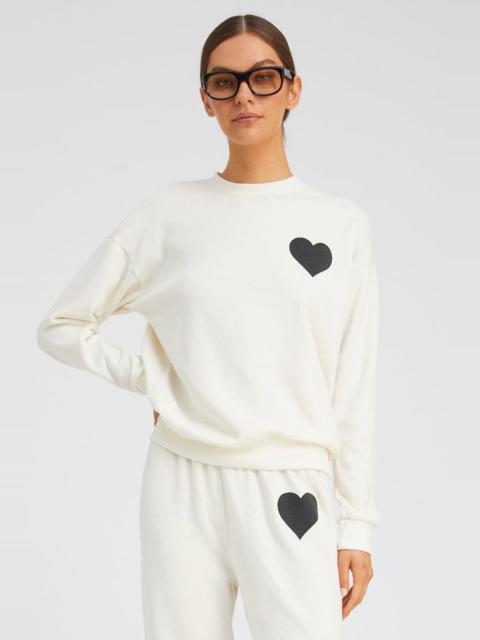 CREME WITH BLACK HEART SWEATSHIRT