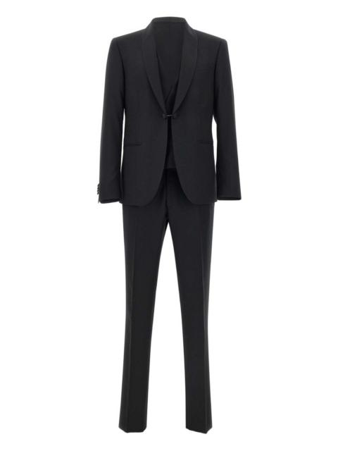 satin-trim three-piece suit