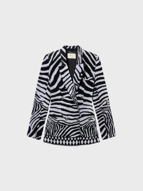 DOUBLE-BREASTED JACQUARD JACKET WITH ZEBRA DESIGN