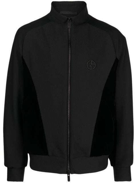 logo-embroidered zip-up jacket