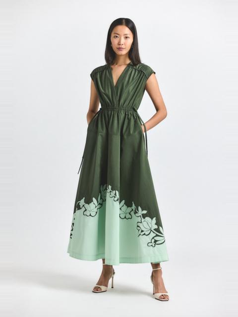 NARA COTTON POLY POPLIN APPLIQUE DRESS