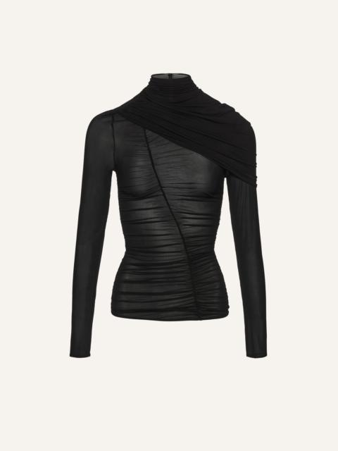 Ruched cape-effect top in black