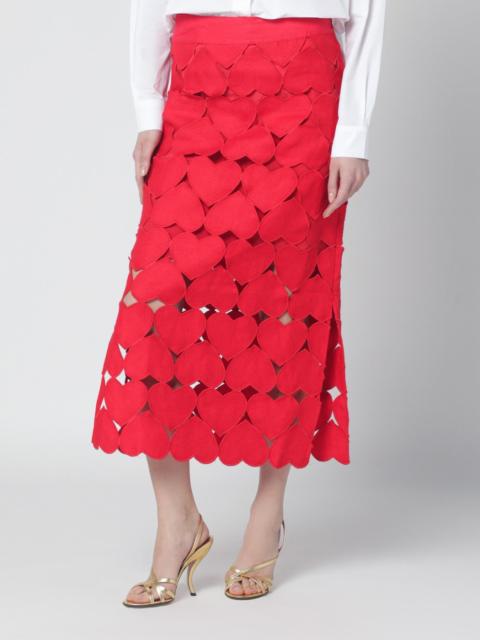 Red linen Hearts skirt
