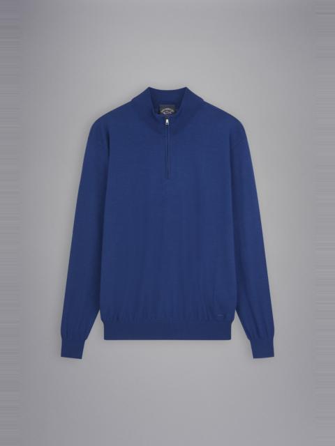 WINTER SUMMER MERINO WOOL EXTRA-FINE HALF ZIP SWEATER
