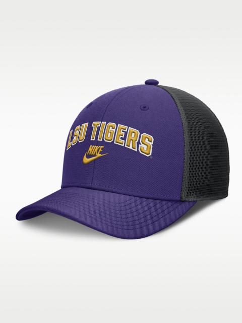 LSU Legacy Arch Rise Men's Nike Dri-FIT College Trucker Adjustable Hat