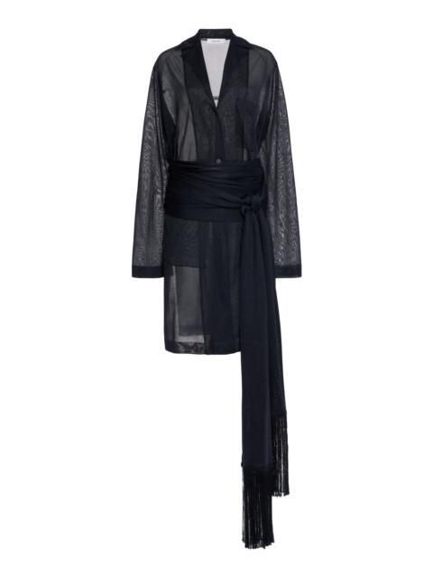 Single-Breasted Sheer Jacket navy