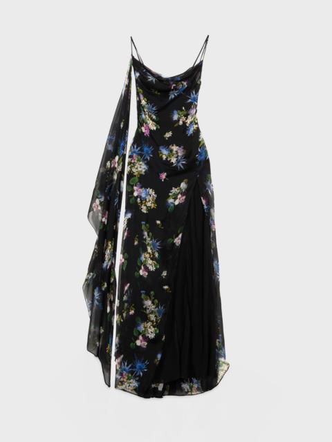 SILK CHIFFON DRESS WITH EMBROIDERED PRINT