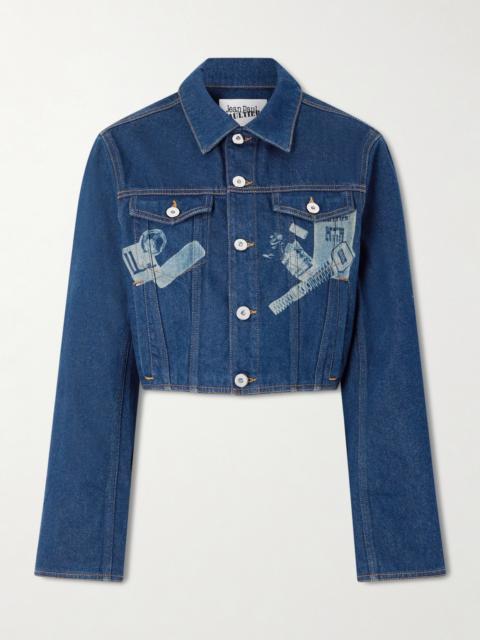 Cropped Printed Denim Jacket