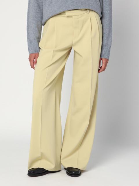 Wide lime-coloured wool trousers