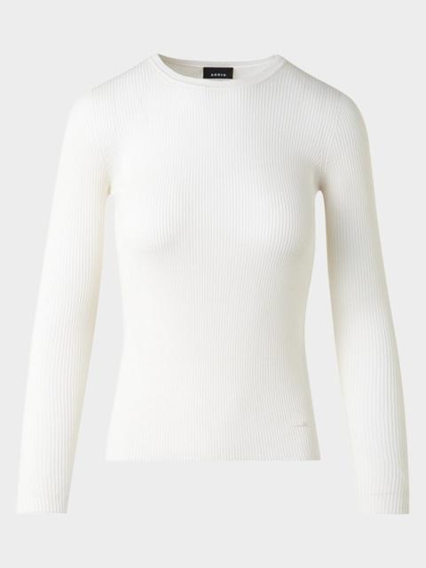 Silk Cotton Rib Crewneck Sweater