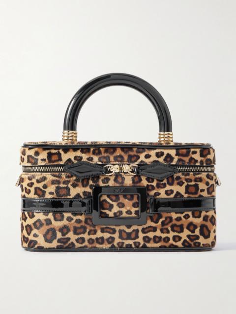 Belle Vivier patent leather-trimmed leopard-print calf hair cosmetics case Leopard print