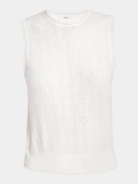 Pointelle Wool Sleeveless Top