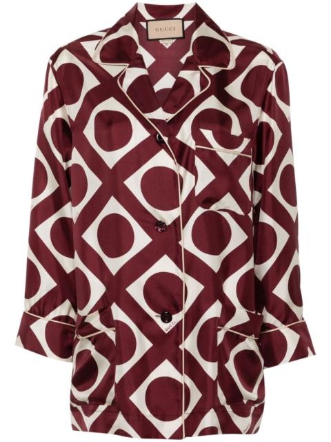 contrasting-trim graphic-print shirt