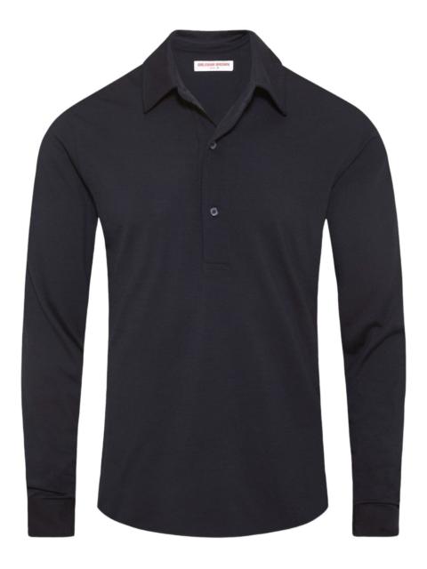 long-sleeve merino wool polo shirt
