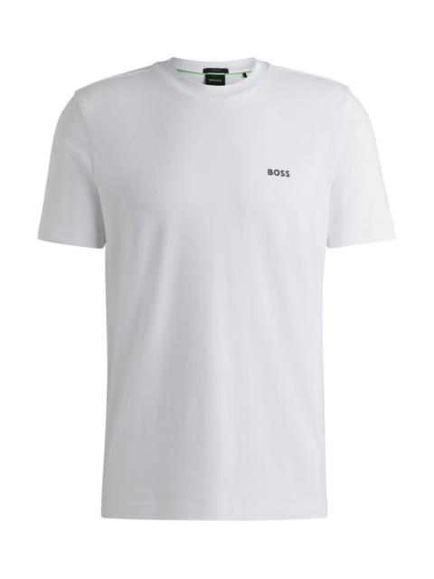 STRETCH-COTTON REGULAR-FIT T-SHIRT WITH CONTRAST LOGO