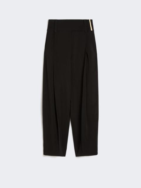 Wide-fit viscose satin trousers - black