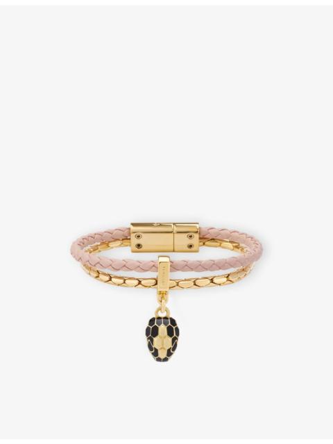 Serpenti Forever Yellow Gold-Plated Brass And Leather Bracelet