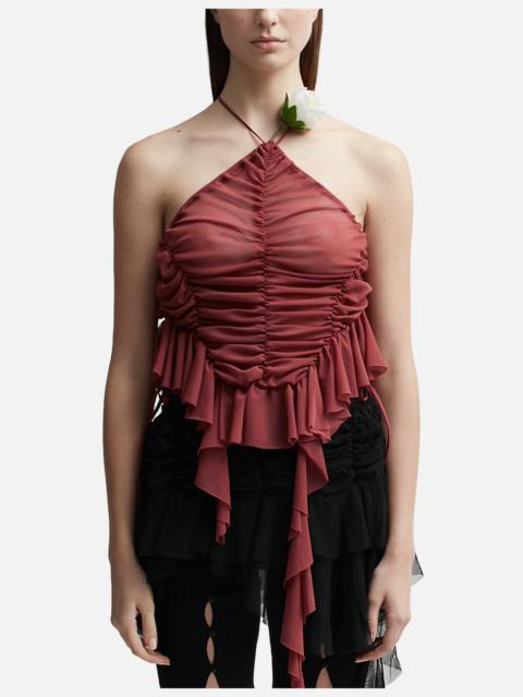 FLOWER RUCHED TANK TOP