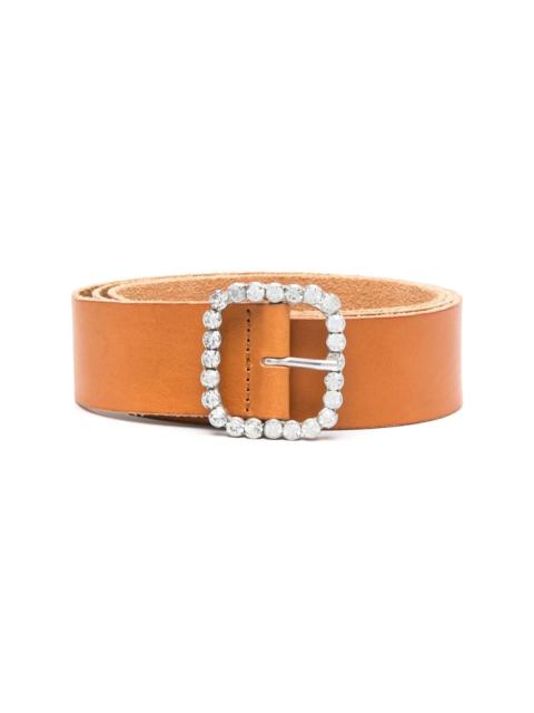 crystal-buckle leather belt