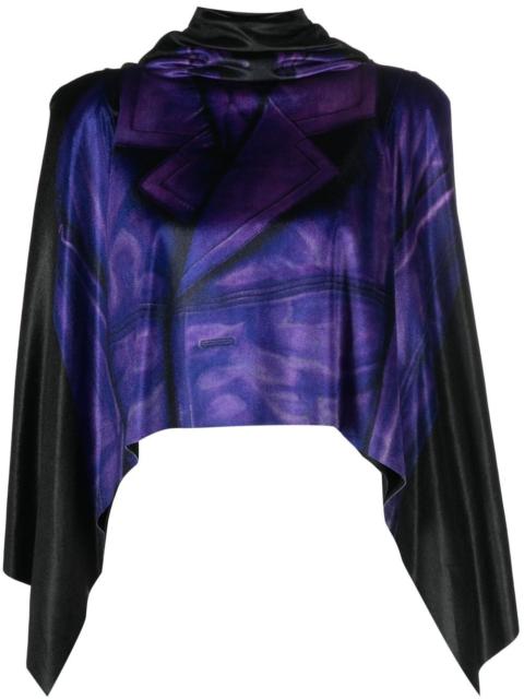 abstract-print draped top
