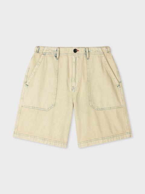 Bleach-Wash Denim Shorts