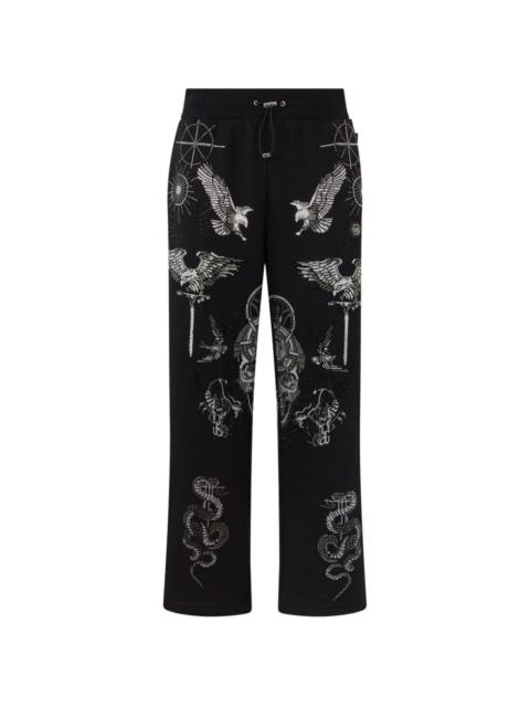 eagle-motif drawstring track pants
