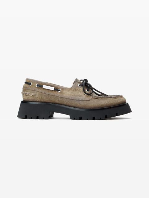 beige waxed suede carson boat loafers