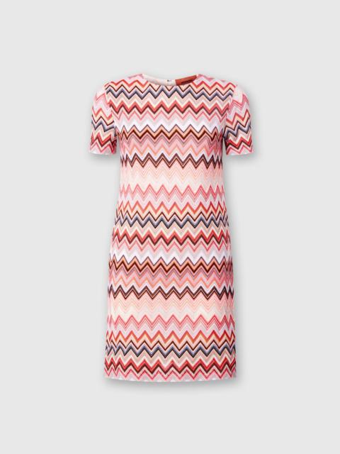 Zig zag cotton and viscose mini-dress