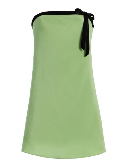 Velvet-Trimmed Silk Crepe Bias Mini Dress green