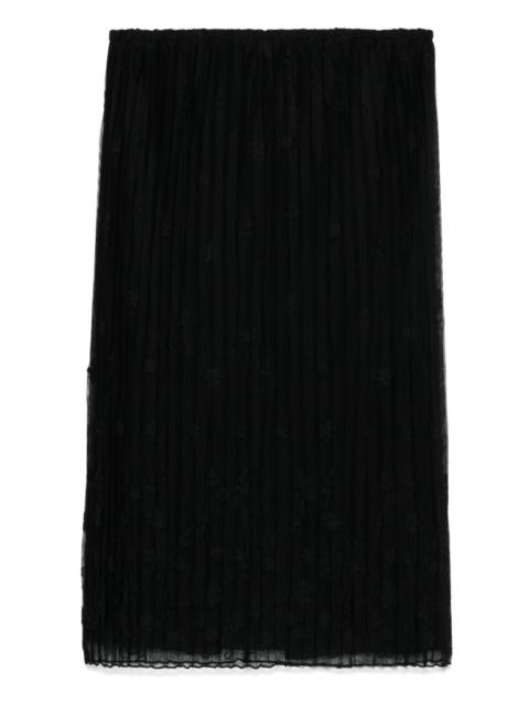 floral-embroidered tulle skirt