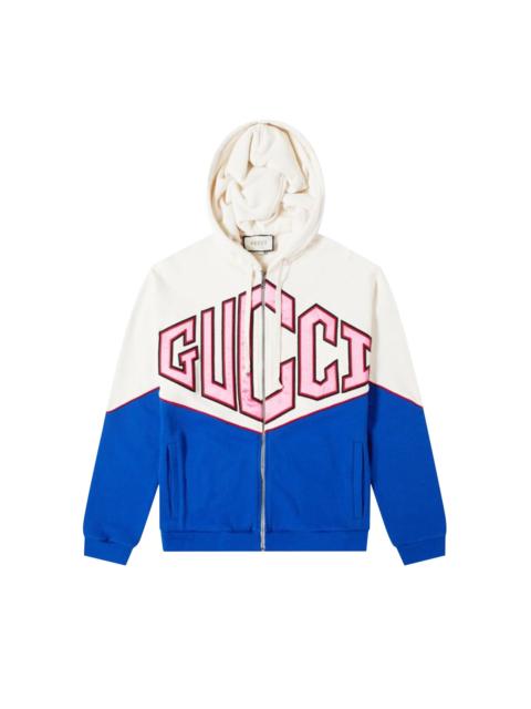Gucci Diamond Zip Hoodie 'Natural/Navy/Red'
